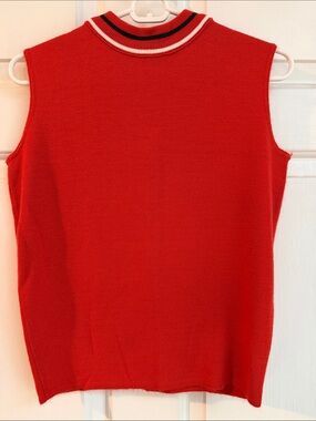 Vintage Haymaker Red Sleeveless Mock Neck Sweater with Zipper 60’s 70’s